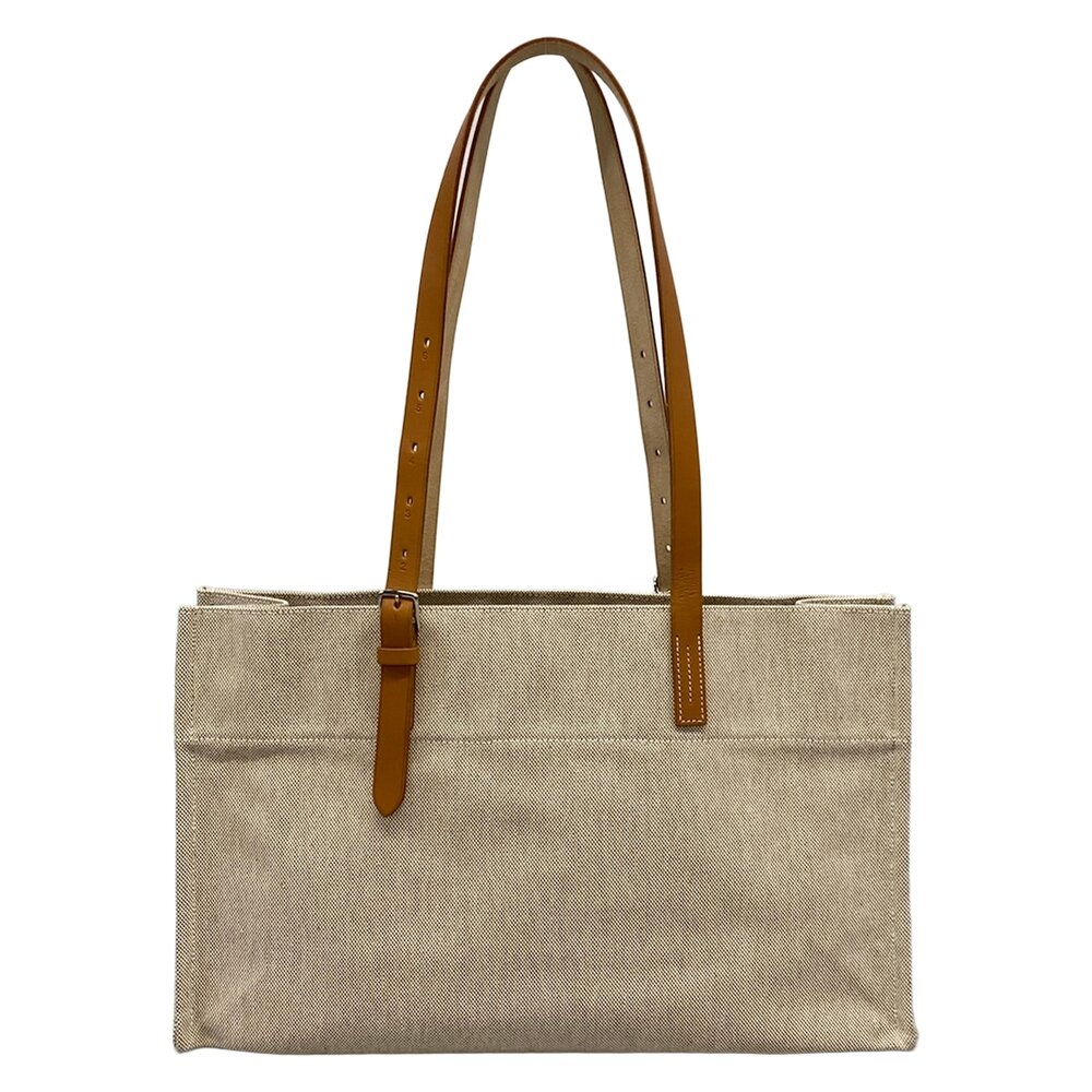 Hermès Etrivier-Hellan Tote Bag Cream Brown Canvas Leather